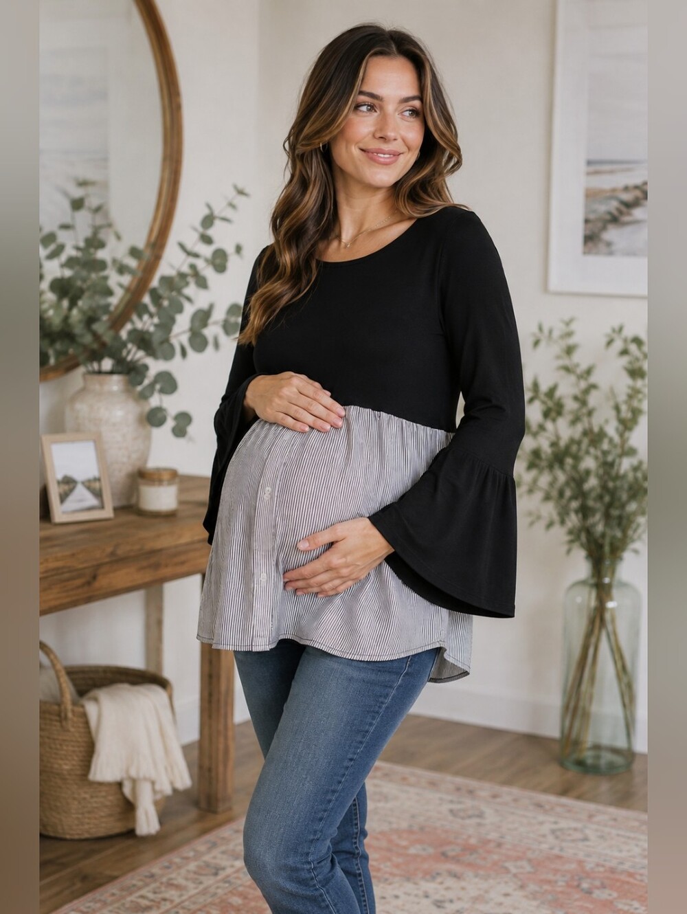 Motherhood maternity bell sleeve top